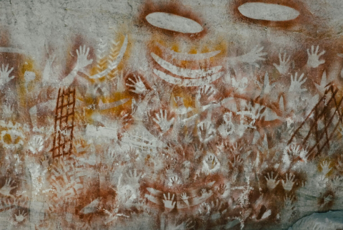 Ancient cave painting of hands
