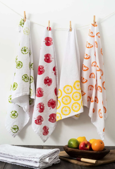 Tea towels with fruit stamp