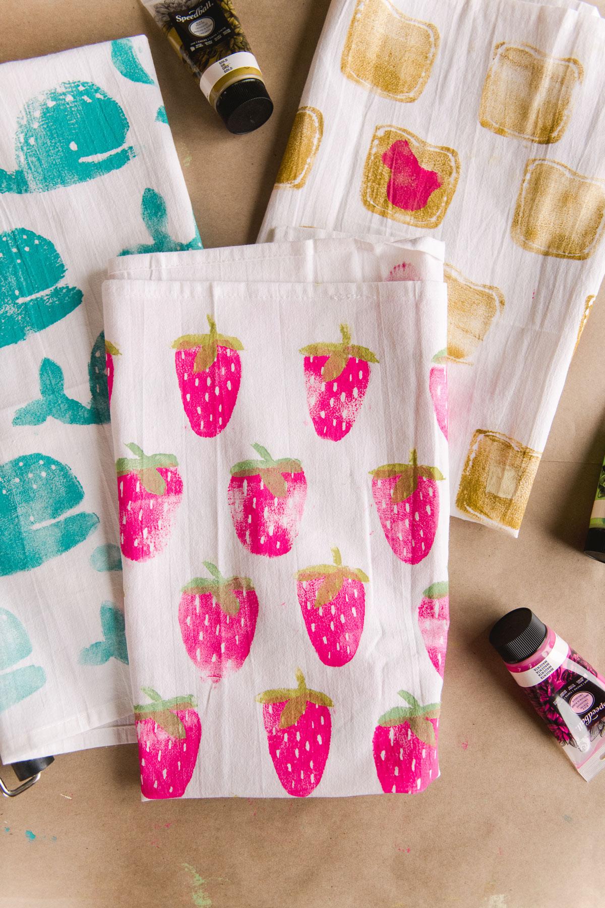 block printed tote bag